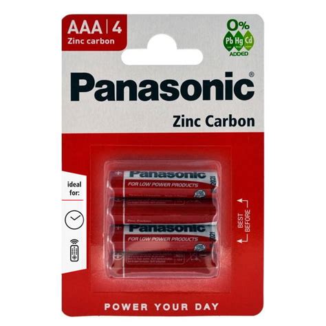 Panasonic Zinc Carbon AAA Batteries 4 Pack