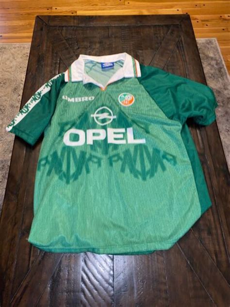 Vintage Umbro Opel Ireland Authentic Soccer Jersey Size 43 L Fai Futbol