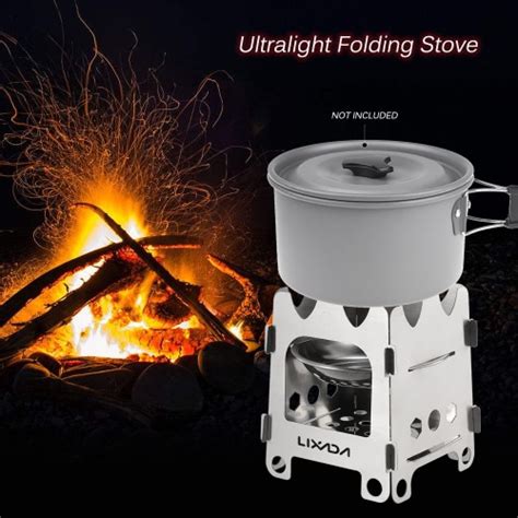 Lixada Camping Stove Portable Ultralight Folding Stainless Steel Wood