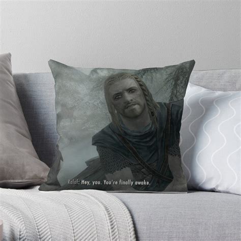 Hey You Youre Finally Awake Skyrim Throw Pillow Cases T For Etsy