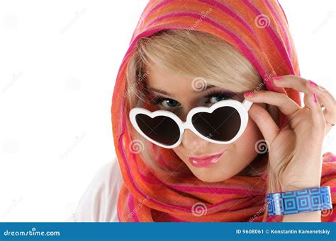 Pretty Blonde Woman With Sun Glasses Stock Image Image Of Bright People 9608061