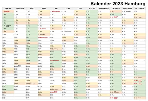 Kalender Inkl Ferien F R Hamburg Feiertage Pdf Xls Und Png