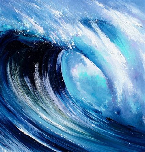 Blue Wave - Bozhena Fuchs - Oil on Canvas | Wave painting, Seascape ...