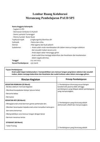 Lembar Kerja R Kolaborasi Modul PAUD SP3 2 Pdf