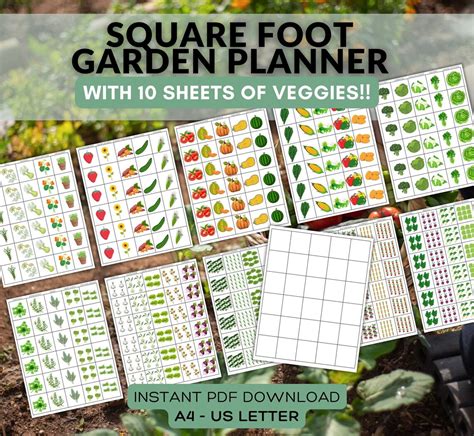 Printable Square Foot Garden Grid Instant Download Pdf Backyard Garden