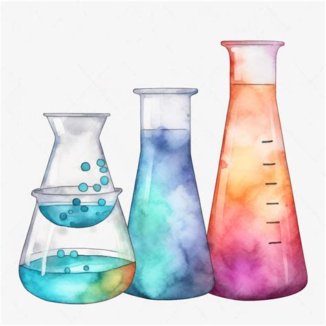 premium ai image  watercolor illustration   beakers