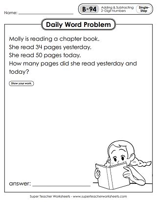 Daily Word Problems Level B Worksheets Library