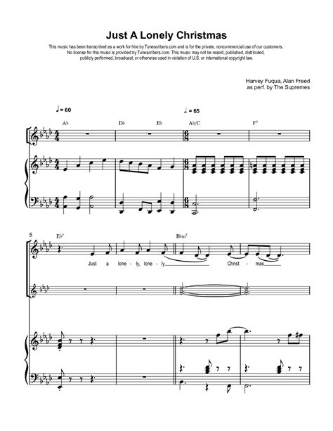 Tunescribers | Just A Lonely Christmas | Sheet Music