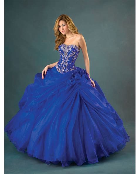 Royal Blue Ball Gown Strapless Lace Up Full Length Quinceanera Dresses