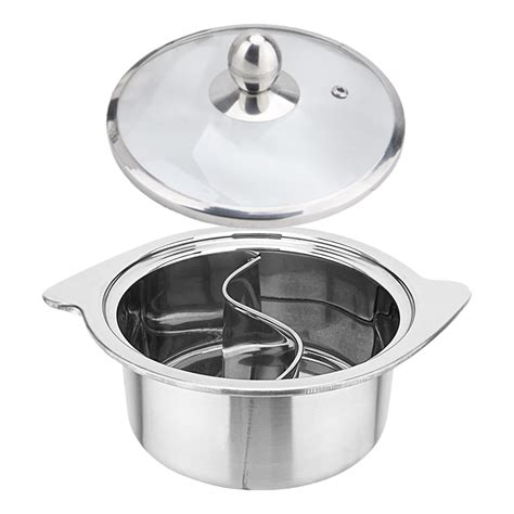 Shabu Divider Hot Pot Chinese Dual Sided Pot Hot Burner Two Flavor Soup Pot Gas Stockpot Cooking