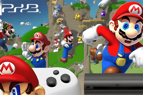 Mario and CJ Play on PS3 Console · Creative Fabrica