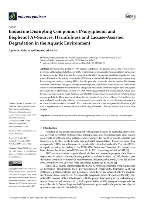 Pdf Endocrine Disrupting Compounds Nonylphenol And Bisphenol A