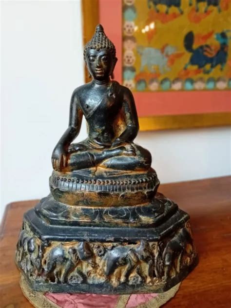 SCULPTURE DE BOUDDHA En Bronze patiné 19em Siecle EUR 450 00 PicClick FR