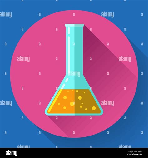 Matraz Erlenmeyer Icono Con Soluciones Químicas Estilo De Diseño Plano