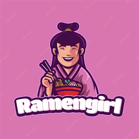 Premium Vector Logo Mascot Ramen Girl Mascot Illustrations