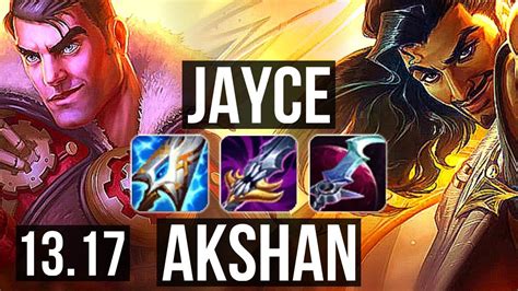 Jayce Vs Akshan Mid Solo Kills Winrate Dominating Euw