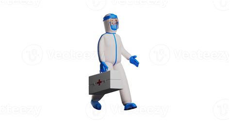 3D illustration. Tough Paramedic 3D Cartoon Character. Paramedic use ...