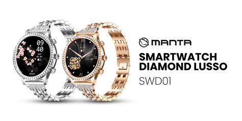 Smartwatch damski Manta Diamond Lusso srebrny z bransoletką YES Manta