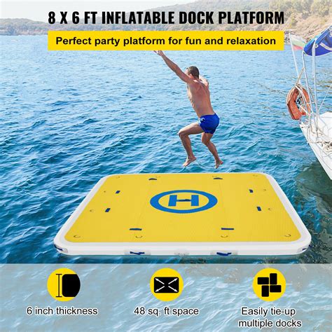 Vevor Inflatable Dock Floating Platform 8 X 6 Ft 3 4 Person Capacity