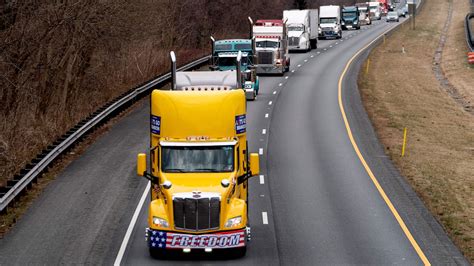 U.S. trucker convoy arrives and slows traffic on the Beltway near D.C.