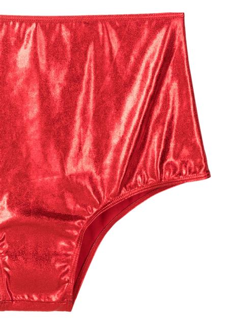 Brigitte Sequin Embellished Metallic Bikini Red FARFETCH