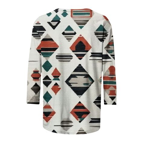 Bvofar Aztec Shirts For Women 3 4 Sleeve Crewneck Tops Retro Western