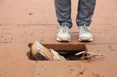 Hazardous Sidewalk Pavement In Philippines Stock Photo Image Of