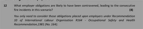 Solved 12 ﻿What employer obligations are likely to have been | Chegg.com 