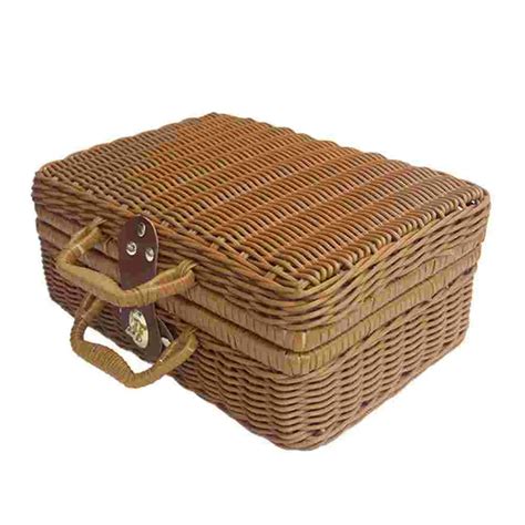 Basket Rattan Wicker Suitcase Picnic Woven Storage Vintage Box Handbag