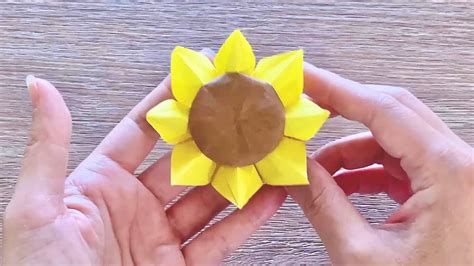 How To Make An Origami Sunflower Paper Flower Youtube