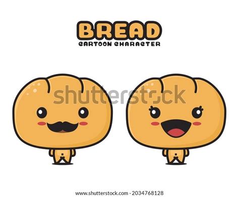 Cute Bread Mascot Food Cartoon Illustration Stock Vector Royalty Free