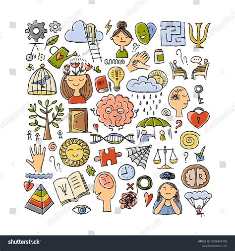 Psychology Emotions Working Brain Positive Thinking Stock Vector ...