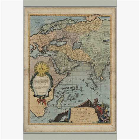 Map of Asia Antique Map Ca. 1700 Vincenzo Coronelli Teak - Etsy