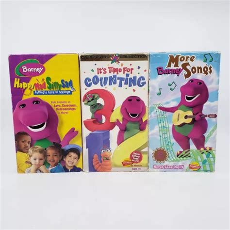 BARNEY VHS TAPES Kids Educational Lessons Feelings/Counting/Sing-along