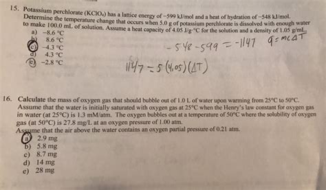 Solved 15 Potassium Perchlorate KCIO4 Has A Lattice Chegg