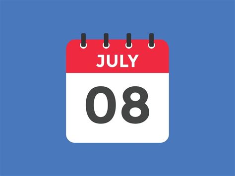 july 8 calendar reminder. 8th july daily calendar icon template ...