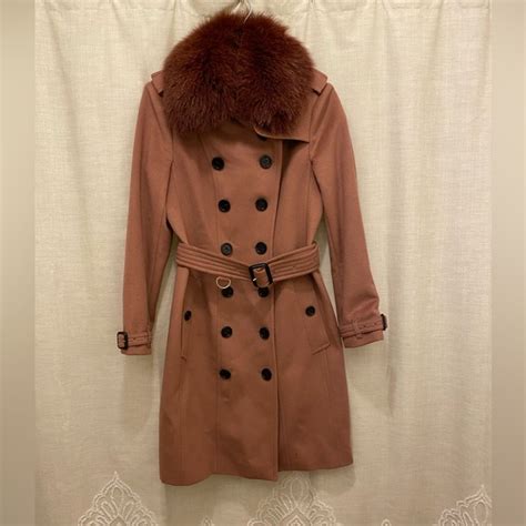 Burberry Jackets And Coats Burberry Fox Fur Removable Collar Wool