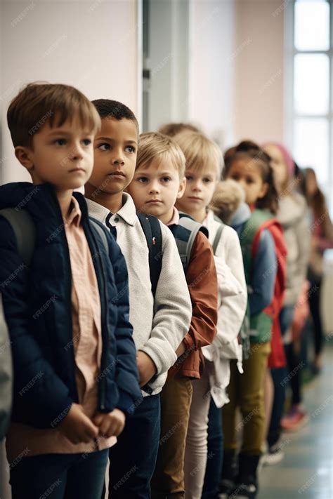 Premium AI Image | Shot of a group of young students lining up for