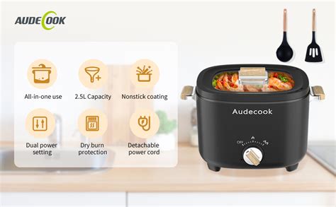 Amazon Audecook Hot Pot Electric L Portable Nonstick Multicooker For Persons