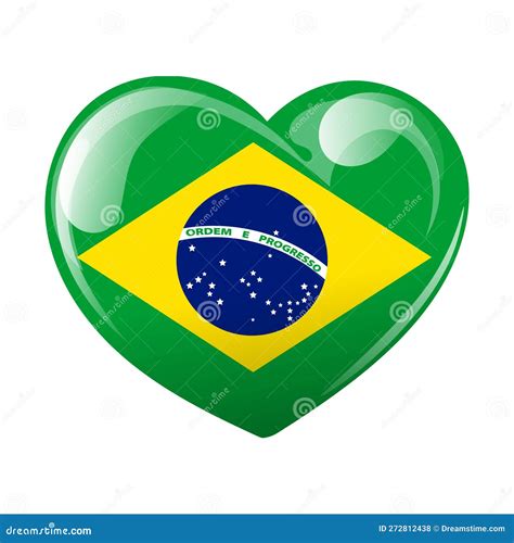 Flag Of Brazil In The Shape Of A Heart Heart With Brazil Flag Stock