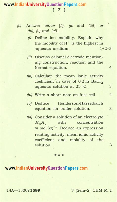 Gauhati University B Sc Chemistry Major Paper 2 1 2014 Question Paper