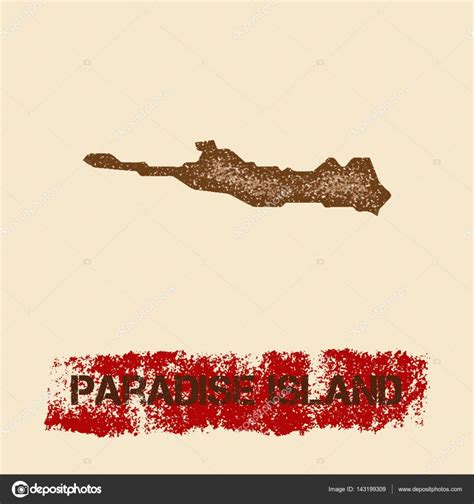 Paradise Island Distressed Map Grunge Patriotic Poster With Textured