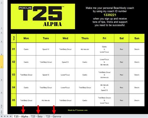 Focus T25 Workout Schedule Teacherhohpa