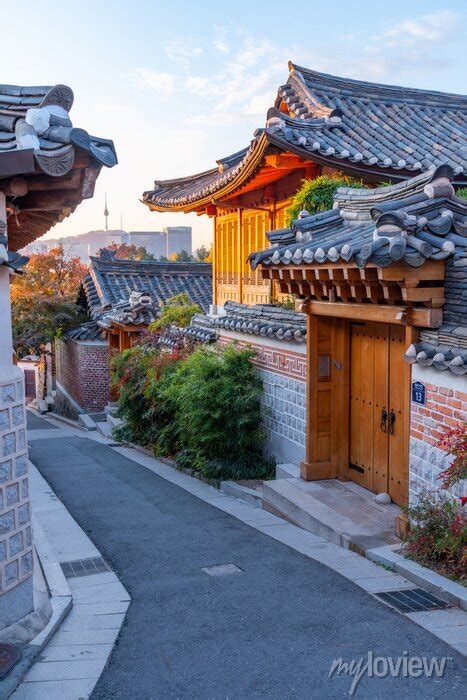 Namsan Tower Viewed From Bukchon Hanok Village In Seoul Republic