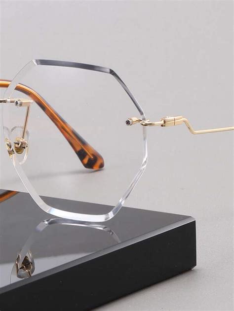 Geometric Lens Rimless Eyeglasses Shein Usa