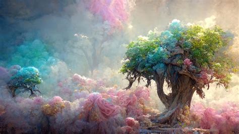 Premium Photo Fairy Tale Landscape In Fantasy Style With Pink Mist