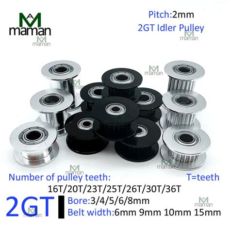 2GT Idler Pulley 16 20 23 25 26 30 36 Teeth Idler Timing Pulleys Bore 3