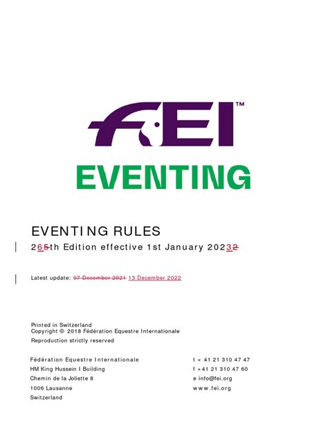 2023 FEI Eventing Rules - Track Changes | PDF