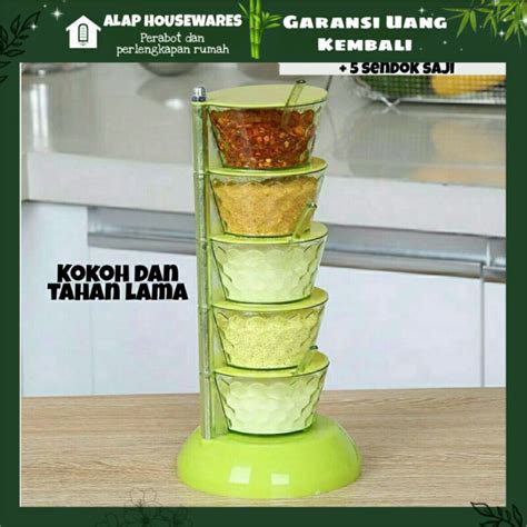 Jual A Set Toples Dan Rak Bumbu Serbaguna Putar Bahan Kristal