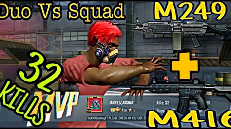 Duo Vs Squad 32 Kills M249 M416 Welcome To My PUBG Mobile New Gameplay